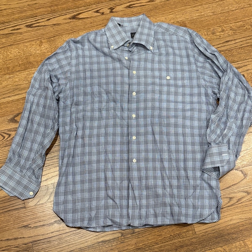 Ike Behar Gray Plaid Button Down Shirt